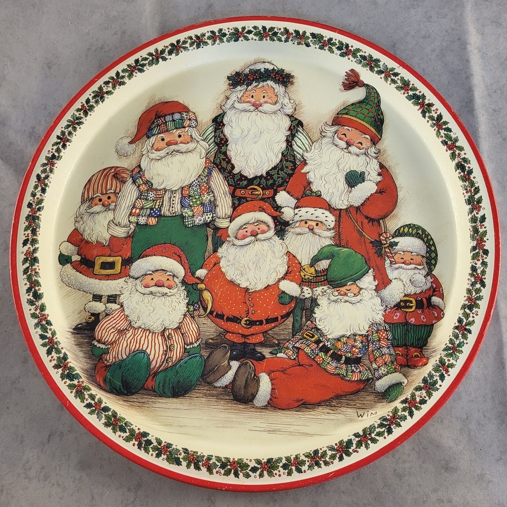 VTG 1994 Santa Reunion Serving Tray Potpourri Designs WIM Tin Metal 13.5" Whimsy